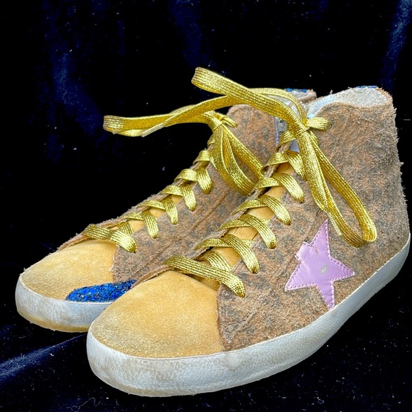 GOLDEN GOOSE FRANCY HIGH TOP LEOPARD PRINT LEATHER SNEAKERS -9 US 👟🤎🤩 - Picture 2 of 12
